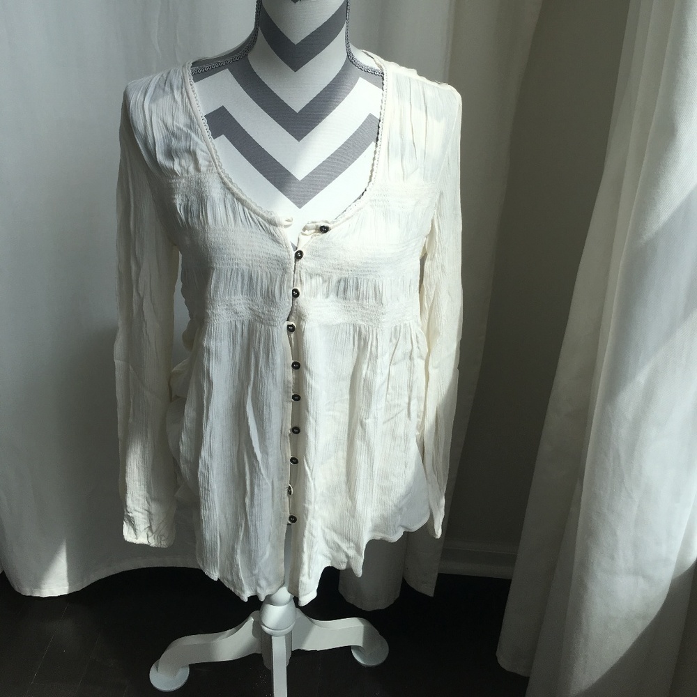 Creme boho chic top sz M